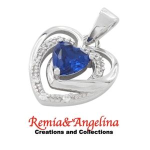 Sterling Silver Precious Heart Sapphire Pendant
